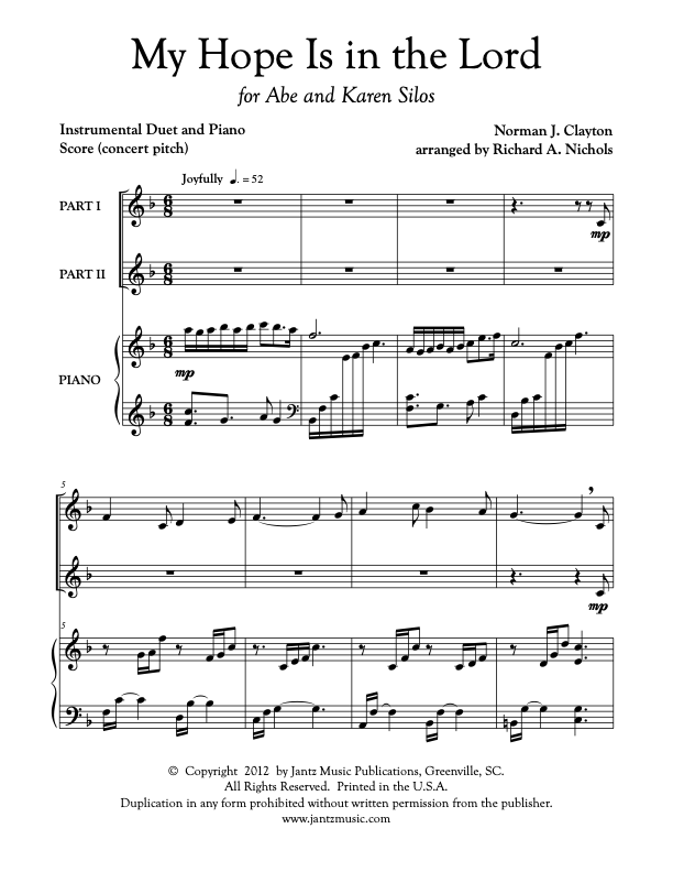 My Hope Is in the Lord - Combined Set of All Duet Instrument Options