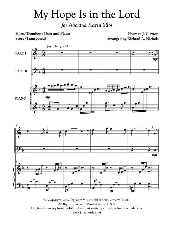 My Hope Is in the Lord - Horn/Trombone Duet
