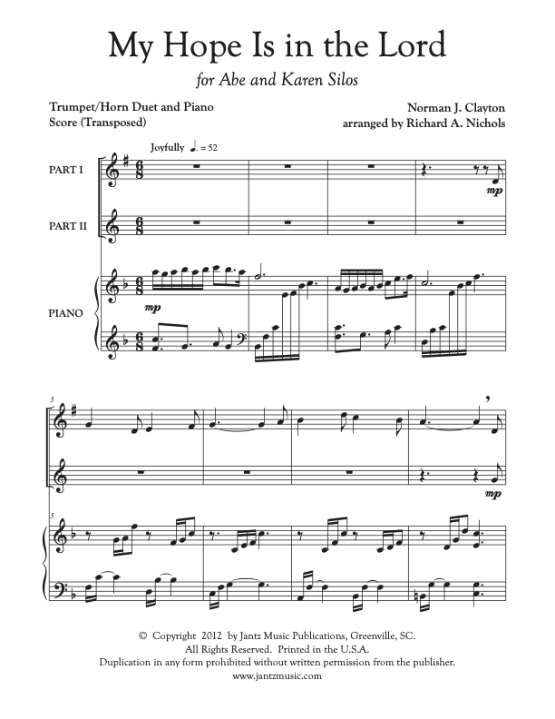 My Hope Is in the Lord - Trumpet/Horn Duet