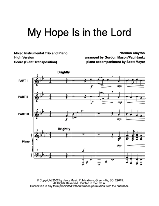 My Hope Is in the Lord - Clarinet Trio