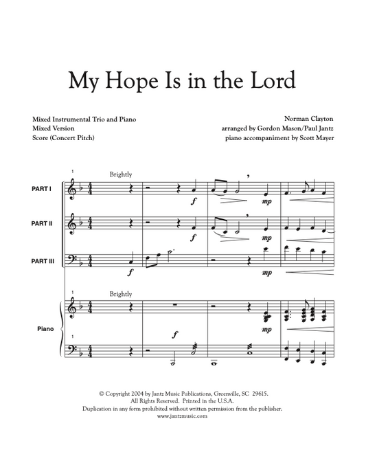 My Hope Is in the Lord - Combined Set of Mixed Brass & Mixed Woodwind Trios