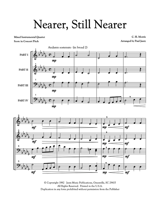Nearer, Still Nearer - Combined Set of Both Mixed Quartet Versions