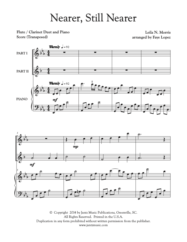 Nearer, Still Nearer - Flute/Clarinet Duet