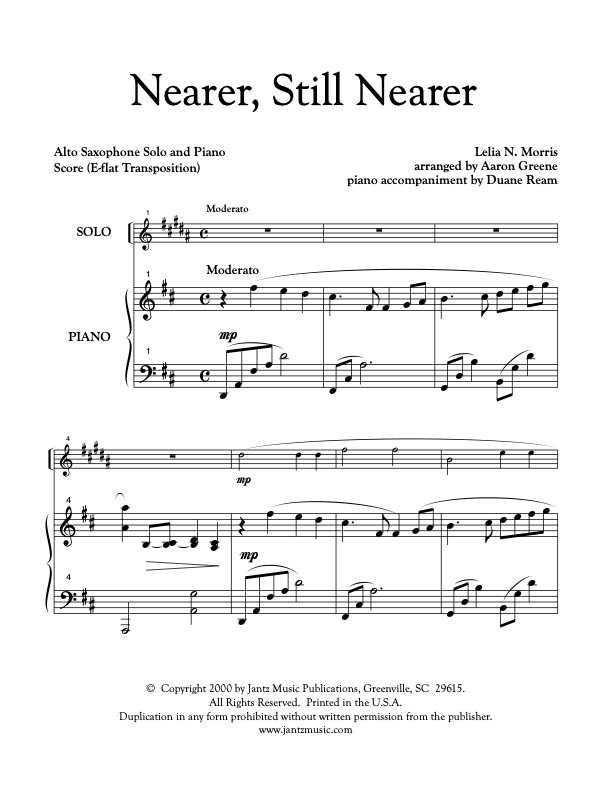 Nearer, Still Nearer - Alto Saxophone Solo