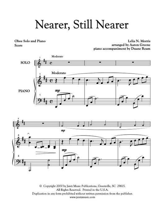 Nearer, Still Nearer - Oboe Solo