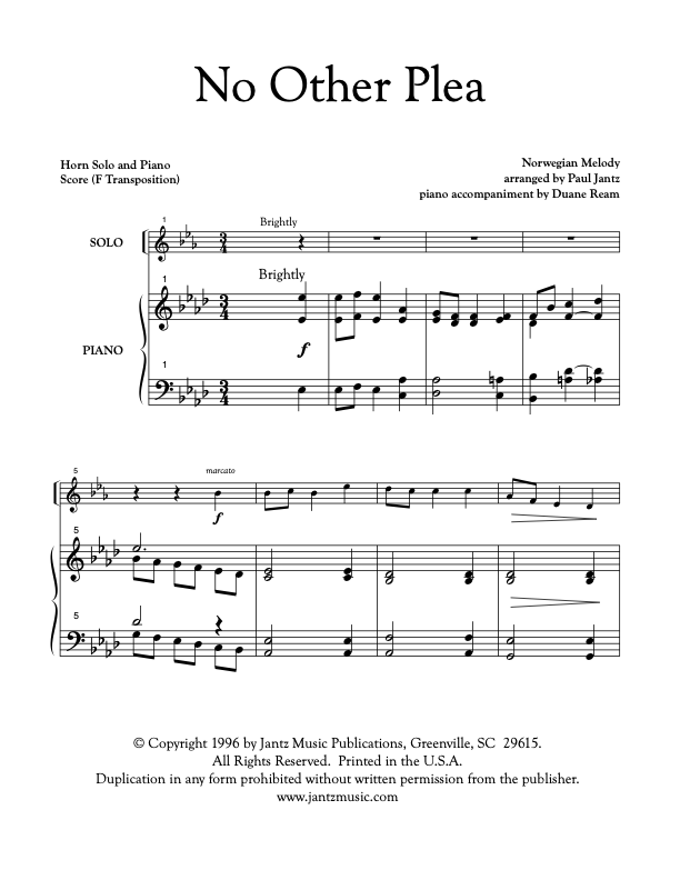 No Other Plea - Horn Solo
