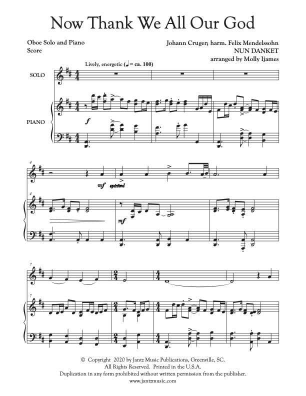 Now Thank We All Our God - Oboe Solo