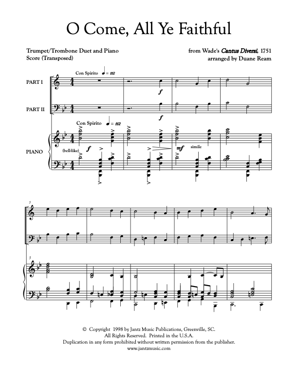 O Come, All Ye Faithful - Trumpet/Trombone Duet
