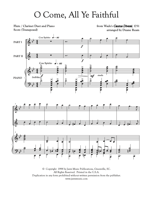 O Come, All Ye Faithful - Flute/Clarinet Duet