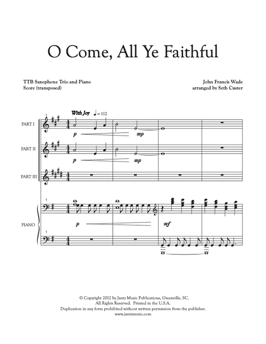 O Come, All Ye Faithful - TTB Saxophone Trio