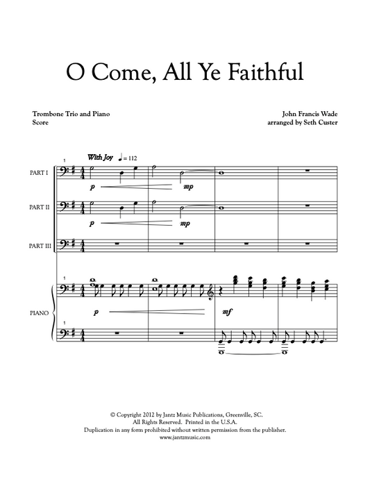 O Come, All Ye Faithful - Trombone Trio