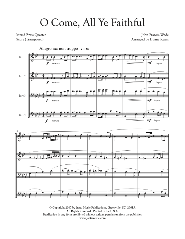 O Come, All Ye Faithful - Mixed Brass Quartet