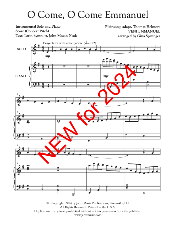 O Come, O Come Emmanuel - Combined set of all Solo Instrument Options