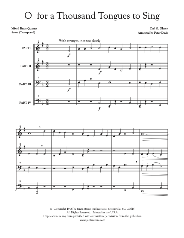 O for a Thousand Tongues to Sing - Mixed Brass Quartet