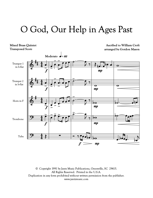 O God, Our Help in Ages Past - Mixed Brass Quintet