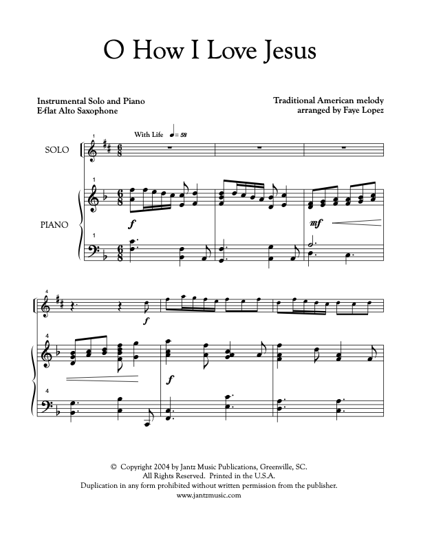 O How I Love Jesus - Alto Saxophone Solo