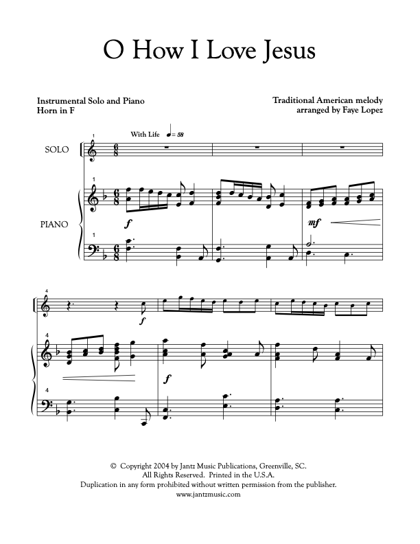 O How I Love Jesus - Horn Solo