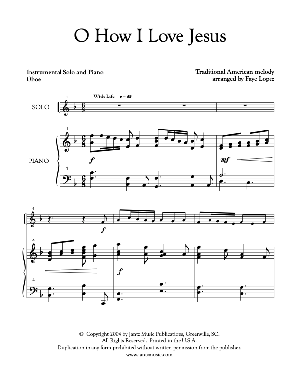 O How I Love Jesus - Oboe Solo