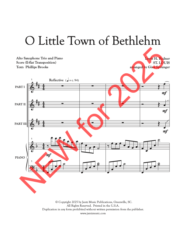 O Little Town of Bethlehem - Alto Saxophone Trio
