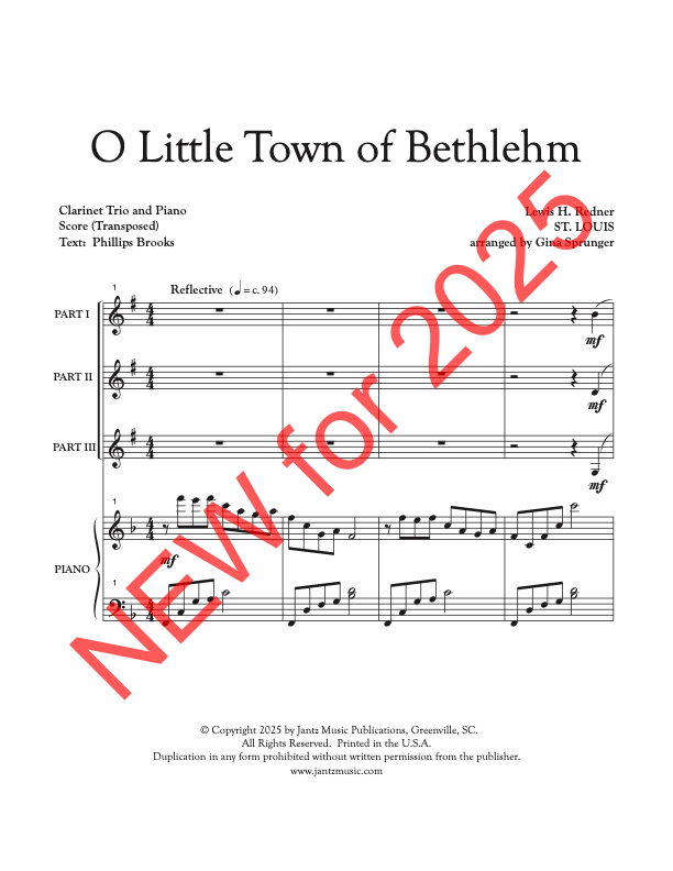 O Little Town of Bethlehem - Clarinet Trio