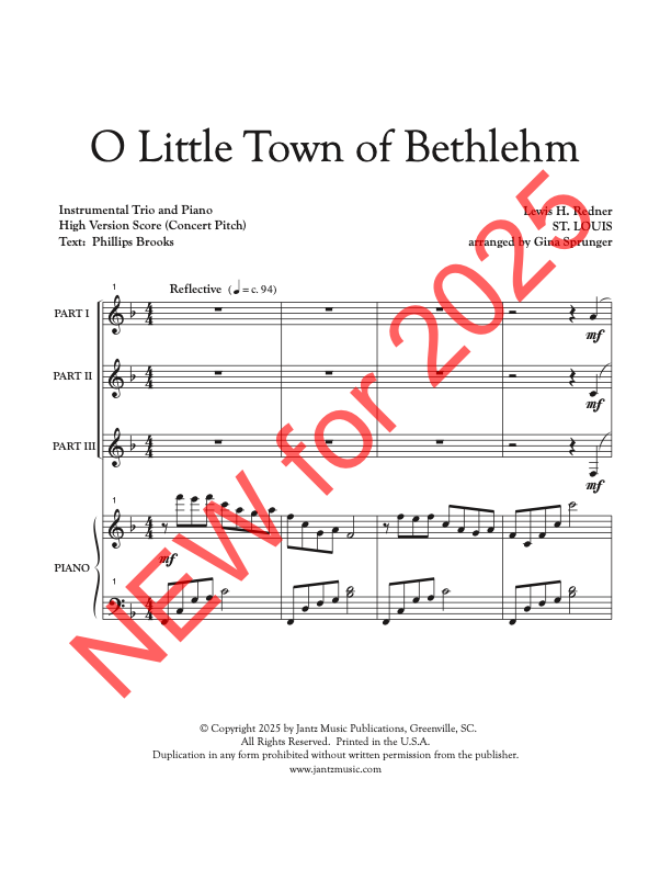 O Little Town of Bethlehem - Combined Set of Flute/Clarinet/Alto Saxophone Trios