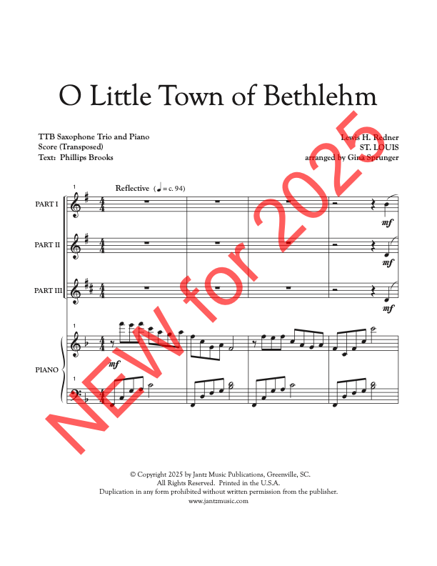 O Little Town of Bethlehem - TTB Saxophone Trio