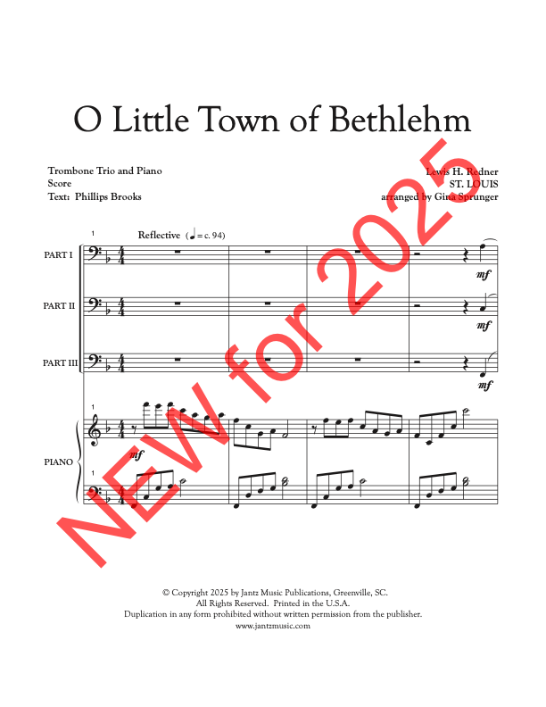 O Little Town of Bethlehem - Trombone Trio