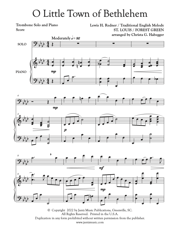 O Little Town of Bethlehem - Trombone Solo