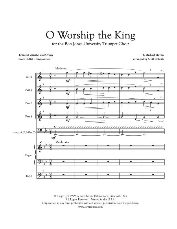 O Worship the King - Trumpet Quartet w/ organ