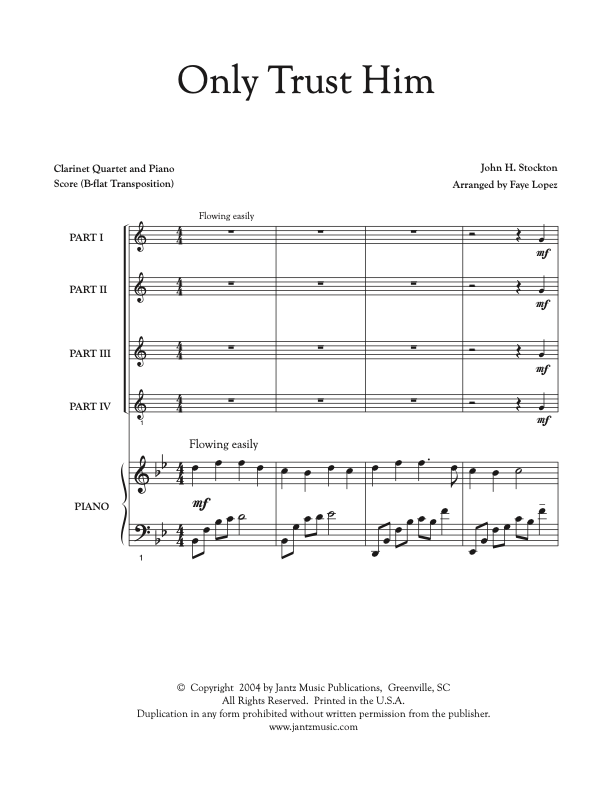 Only Trust Him - Clarinet Quartet