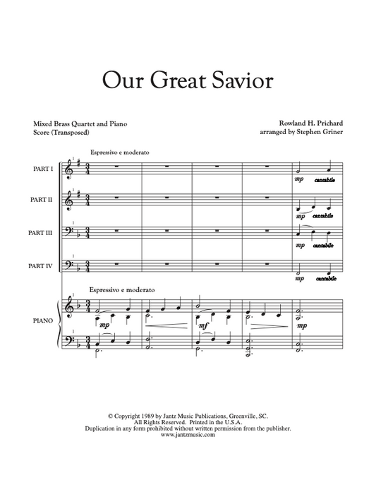 Our Great Savior - Mixed Brass Quartet w/ piano