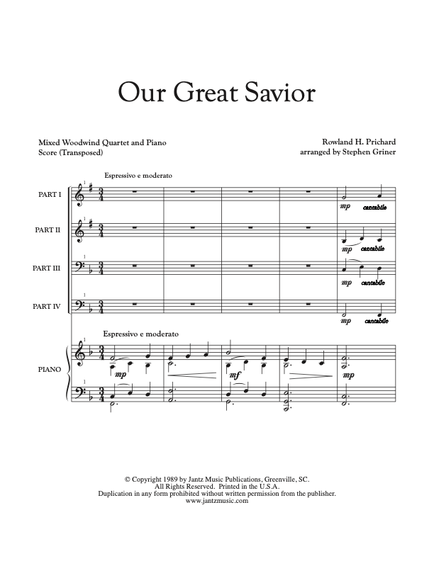 Our Great Savior - Mixed Woodwind Quartet w/ piano