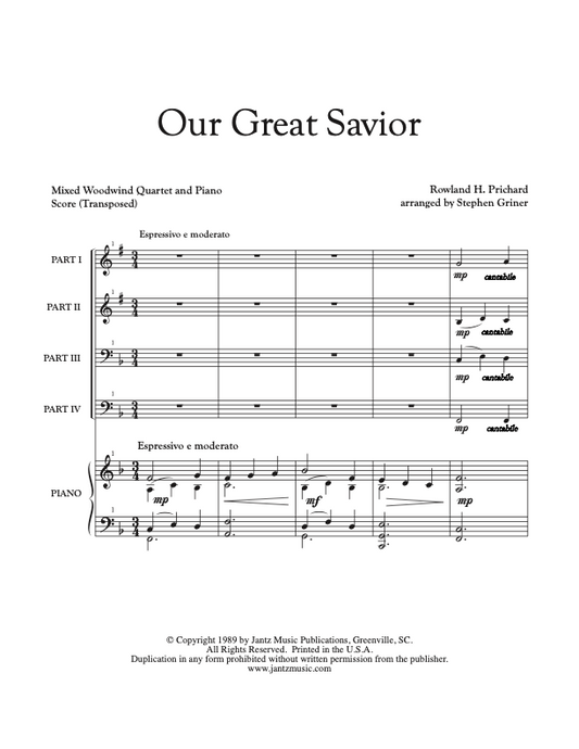 Our Great Savior - Mixed Woodwind Quartet w/ piano