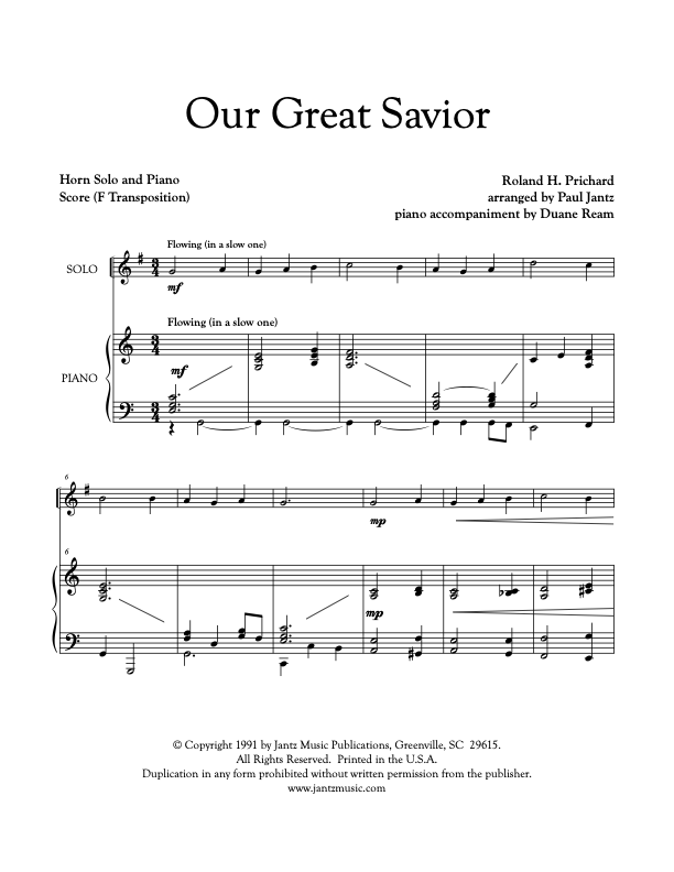 Our Great Savior - Horn Solo