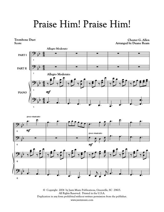 Praise Him! Praise Him! - Trombone Duet