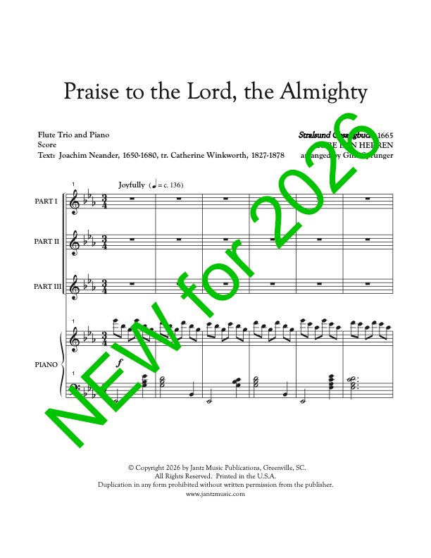 Praise to the Lord, the Almighty - Flute Trio