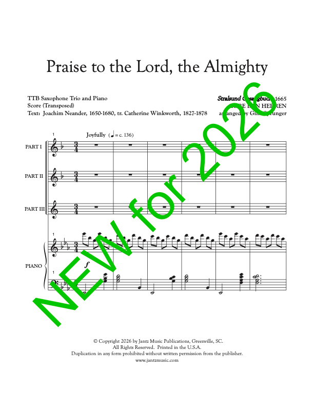 Praise to the Lord, the Almighty - TTB Saxophone Trio