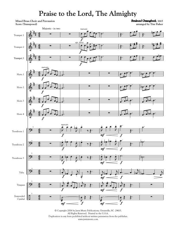 Praise to the Lord, the Almighty - Mixed Brass Choir (343.01p)