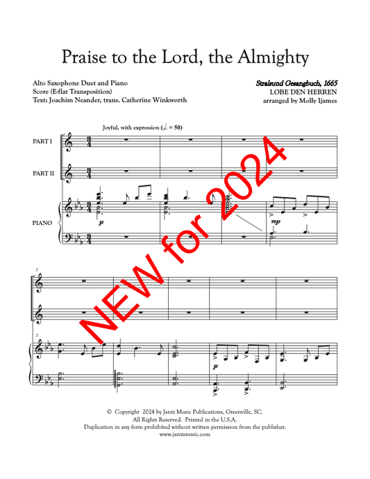 Praise to the Lord, the Almighty - Alto Saxophone Duet