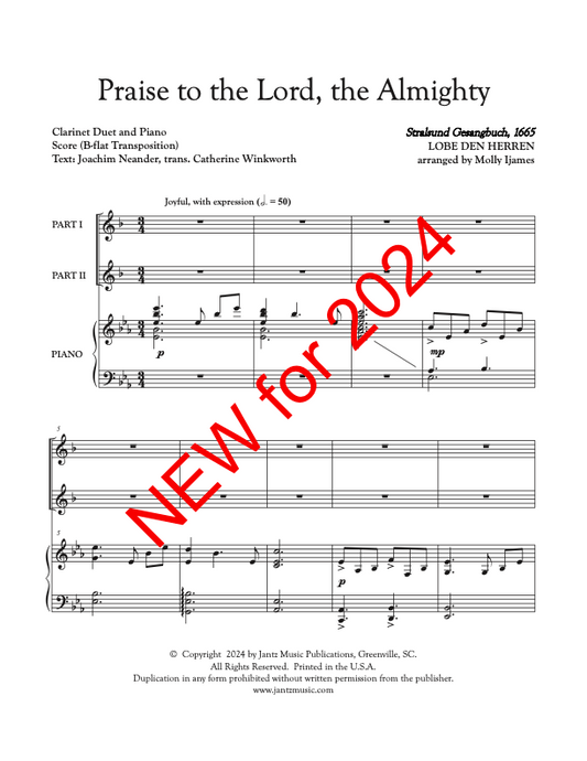 Praise to the Lord, the Almighty - Clarinet Duet