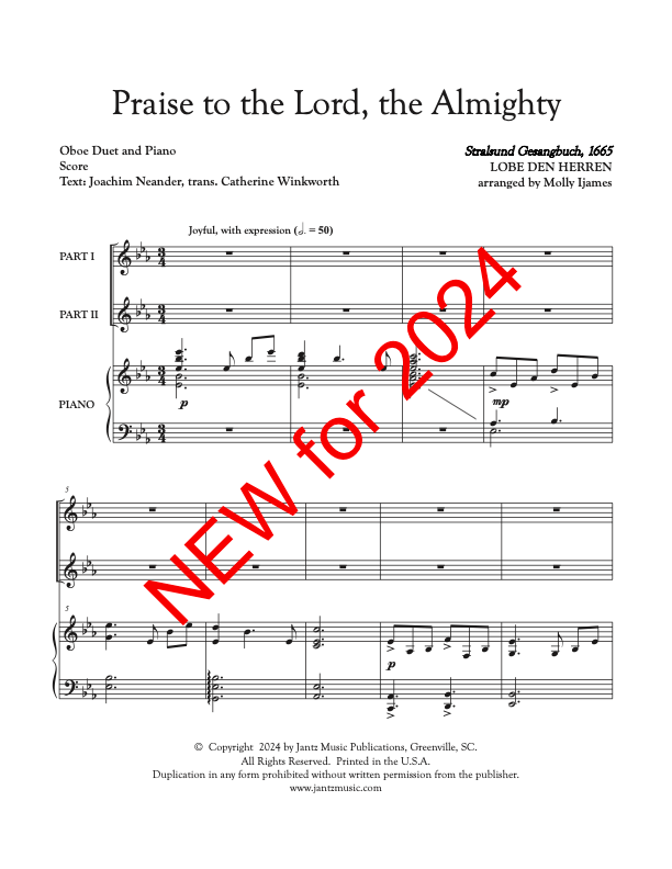 Praise to the Lord, the Almighty - Oboe Duet