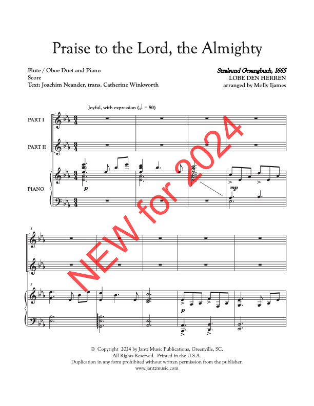 Praise to the Lord, the Almighty - Flute/Oboe Duet