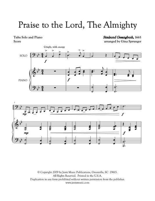 Praise to the Lord, The Almighty - Tuba Solo