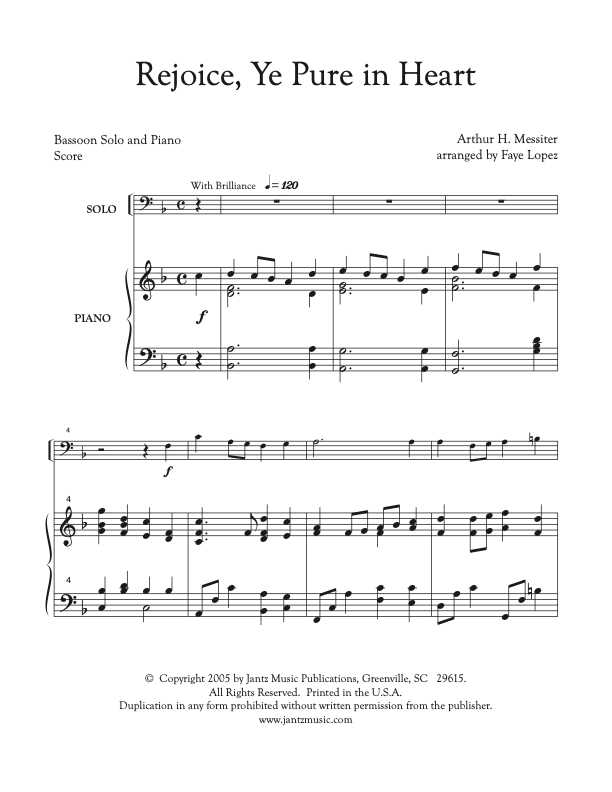 Rejoice, Ye Pure in Heart - Bassoon Solo