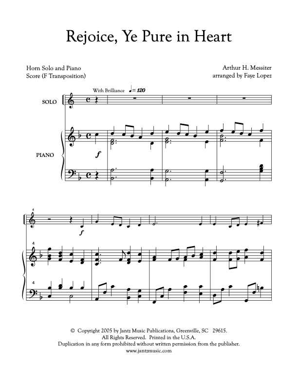 Rejoice, Ye Pure in Heart - Horn Solo