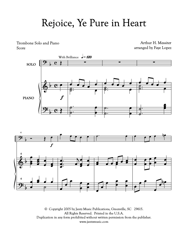 Rejoice, Ye Pure in Heart - Trombone Solo