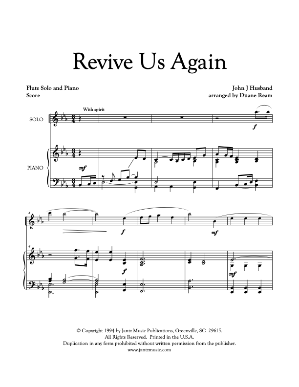 Revive Us Again - Flute Solo