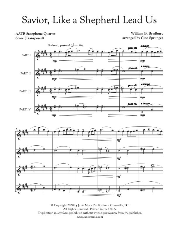 Savior, Like a Shepherd Lead Us - AATB Saxophone Quartet