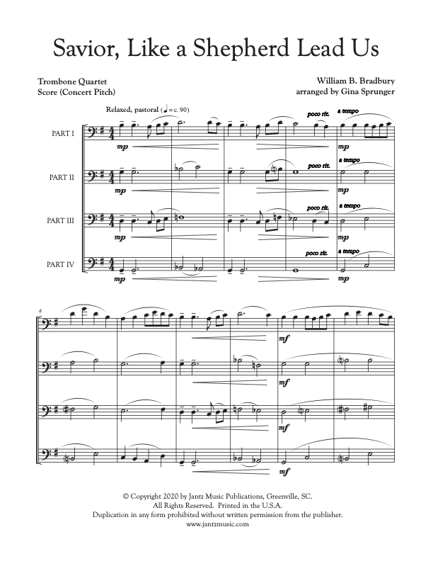 Savior, Like a Shepherd Lead Us - Trombone Quartet