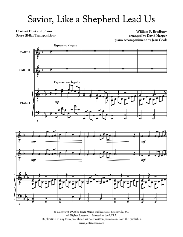 Savior, Like a Shepherd Lead Us - Clarinet Duet
